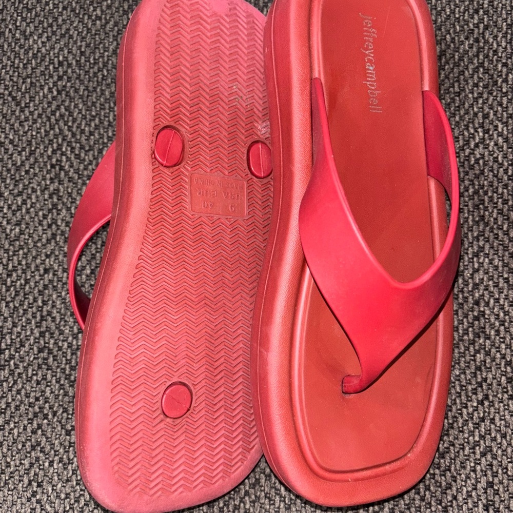 Jeffery Campbell Red Flip-Flops platform size 9 - Picture 3 of 5